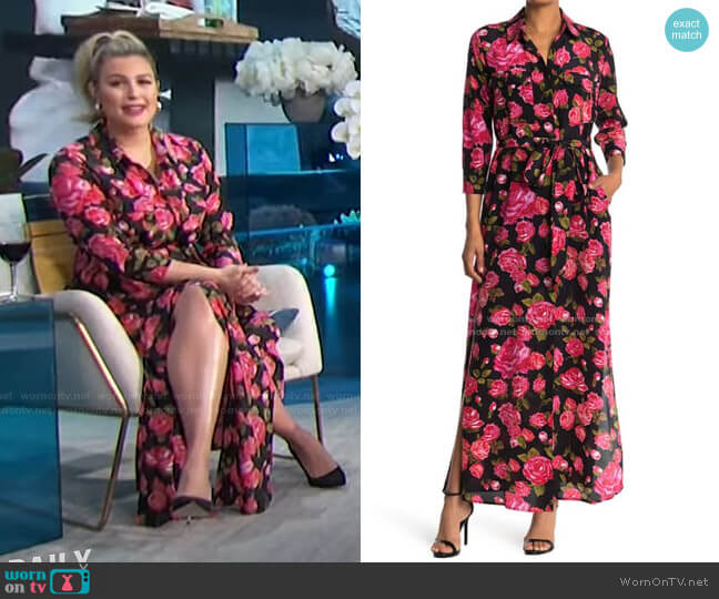 L'Agence Cameron Floral Waist Tie Shirt Dress worn by Carissa Loethen Culiner on E! News
