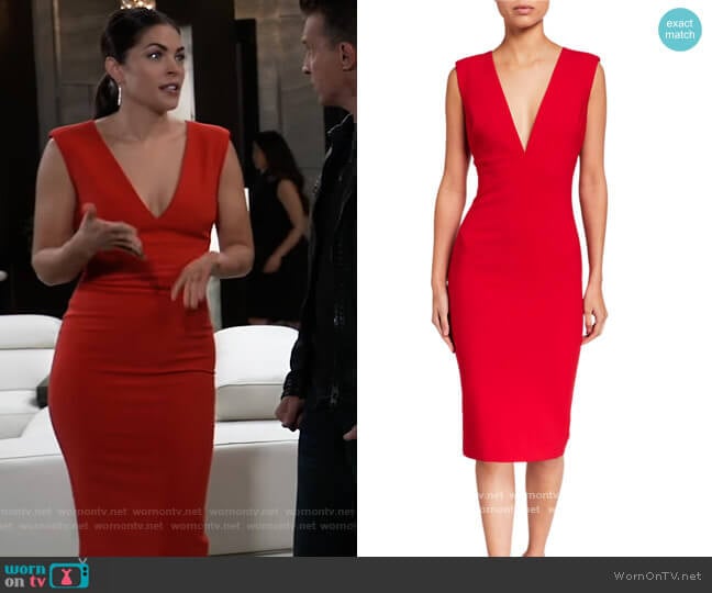 Nori V-Neck Cocktail Dress Likely worn by Britt Westbourne (Kelly Thiebaud) on General Hospital