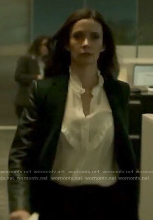 Lois’s white ruffled trim blouse on Superman and Lois