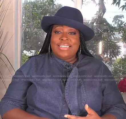 Loni’s tie neck denim dress on The Real