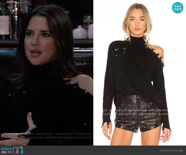 Lovers + Friends Arlington Sweater worn by Sam McCall (Kelly Monaco) on General Hospital