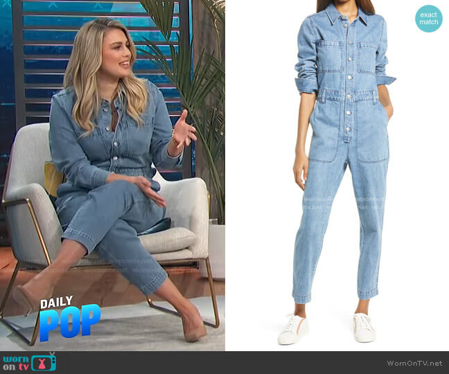 Madewell Relaxed Denim Coverall Jumpsuit worn by Carissa Loethen Culiner on E! News