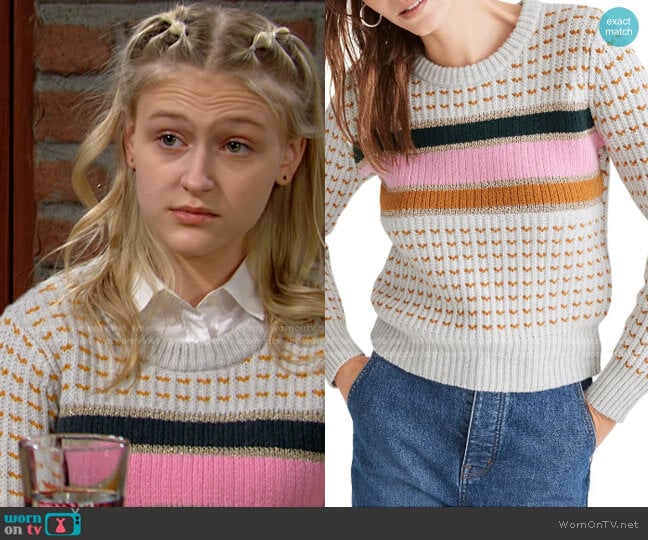 Madewell Metallic Stripe Sweater worn by Faith Newman (Alyvia Alyn Lind) on The Young and the Restless