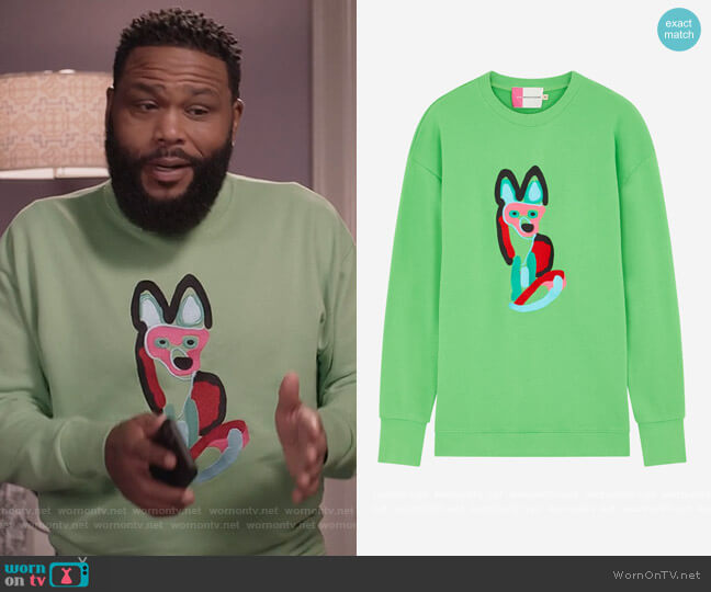 Maison Kitsune Acide Embroiderey Sweatshirt worn by Andre Johnson (Anthony Anderson) on Black-ish