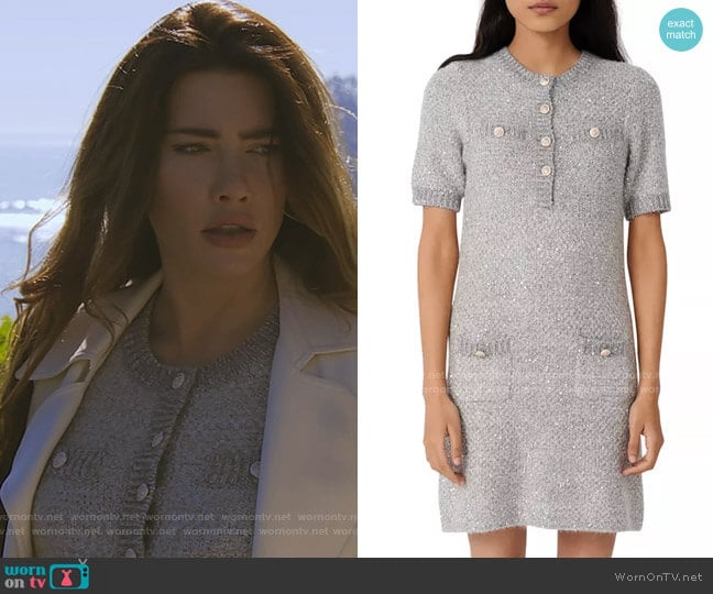 Maje Raveno Knit Dress worn by Steffy Forrester (Jacqueline MacInnes Wood) on The Bold and the Beautiful