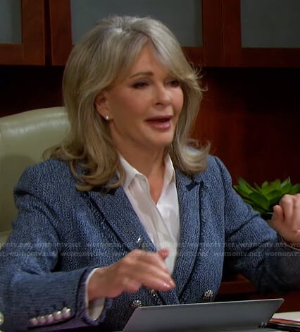 Marlena’s blue tweed blazer on Days of our Lives