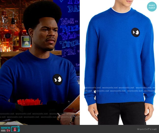 McQ Alexander McQueen Monster Eyes Sweater worn by Carter (Julian Gant) on Call Me Kat