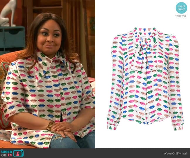 Milly Lips Print Blouse worn by Raven Baxter (Raven-Symoné) on Ravens Home