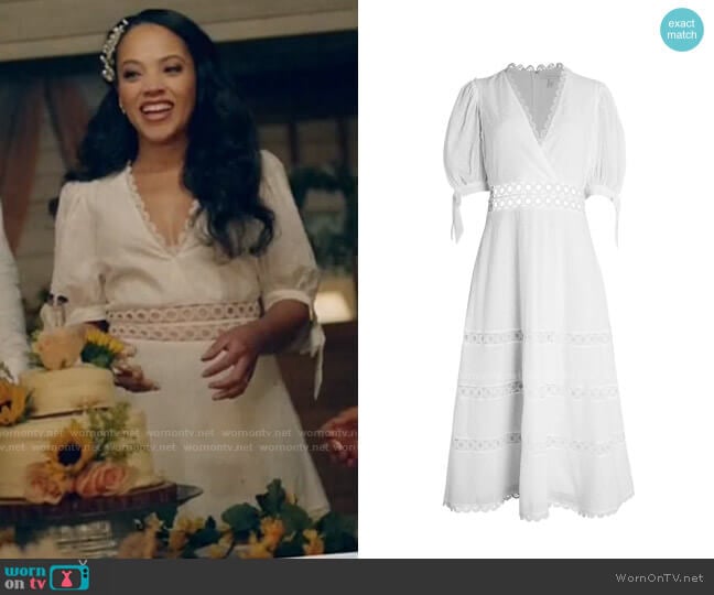 ML Monique Lhuillier Lace-Trim Swiss-Dot Dress worn by Darla (Bianca Lawson) on Queen Sugar