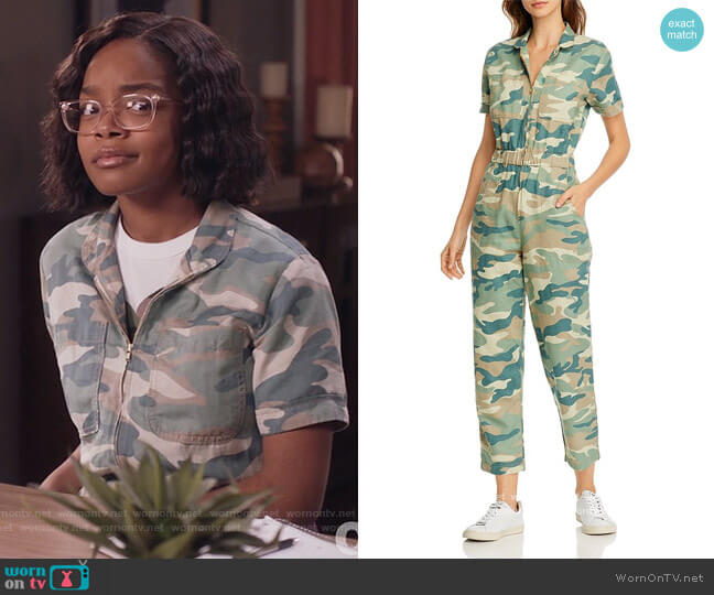 Mother Camo Print Ankle Jumpsuit worn by Diane Johnson (Marsai Martin) on Black-ish