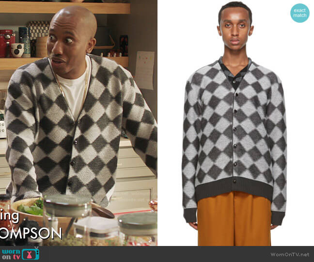 Needles Diamond Jacquard V-neck Cardigan worn by Gary Williams (Chris Redd) on Kenan