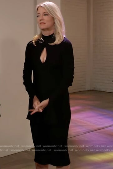 Nina’s black keyhole turtleneck dress on General Hospital