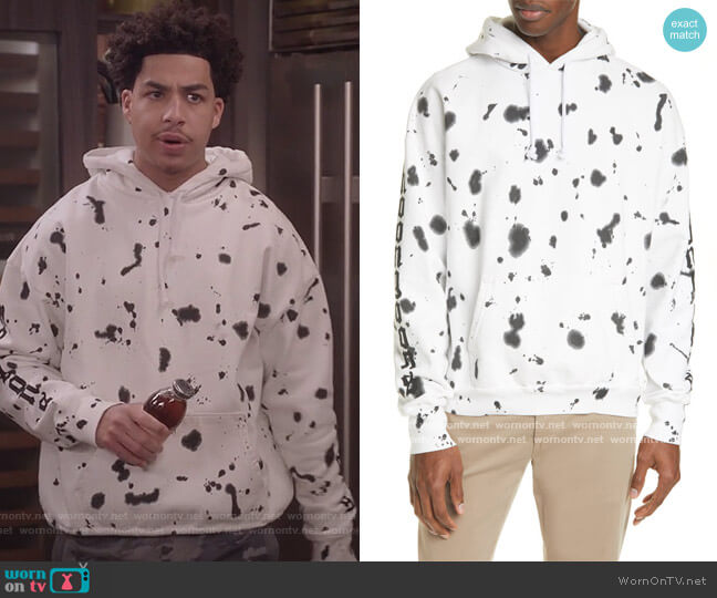 Noon Goons Vertigo Paint Splash Hooded Sweatshirt worn by Andre Johnson Jr (Marcus Scribner) on Black-ish