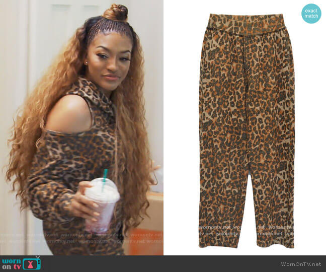 NSF Clarence Leopard Print Track Pants worn by Drew Sidora on The Real Housewives of Atlanta