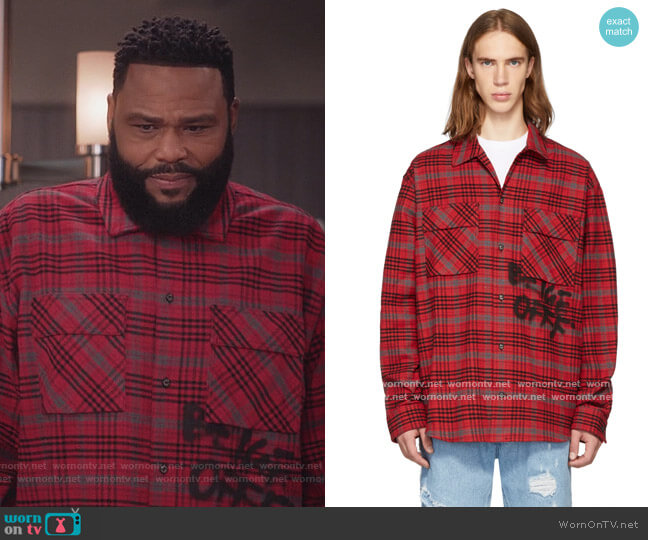 Off-White Red & Black Flannel Check Shirt worn by Andre Johnson (Anthony Anderson) on Black-ish