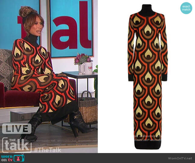 Paco Rabanne Jacquard-Knit Turtleneck Maxi Dress worn by Elaine Welteroth on The Talk