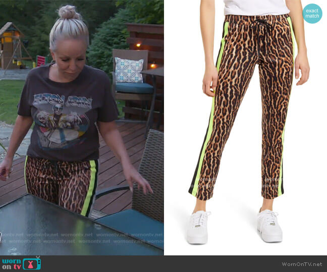Pam & Gela Ocelot Crop Track Pants worn by Margaret Josephs on The Real Housewives of New Jersey
