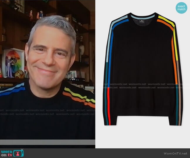 Paul Smith Merino Sweater With Intarsia Stripe Sleeves