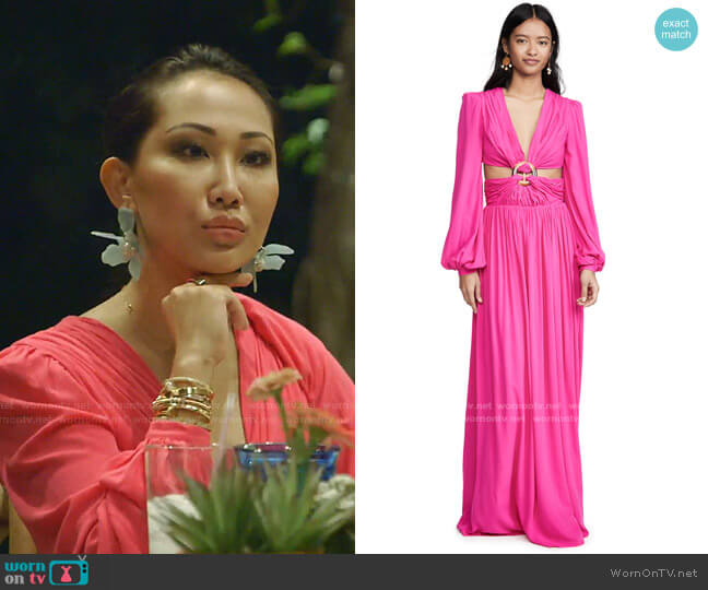 PatBo Neon Cutout Gown worn by Tiffany Moon on The Real Housewives of Dallas