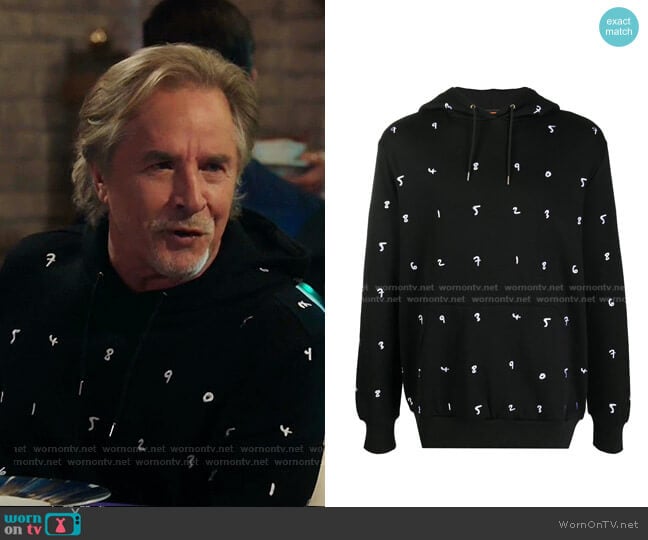 Paul Smith Embroidered Numbers Hoodie worn by Rick (Don Johnson) on Kenan