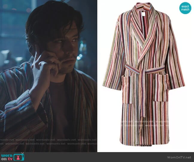 Paul Smith Striped Belted Bathrobe worn by Jughead Jones (Cole Sprouse) on Riverdale