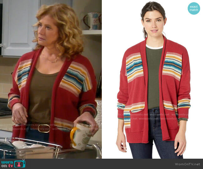 Pendleton Western Horizons Cardigan Sweater worn by Vanessa Baxter (Nancy Travis) on Last Man Standing