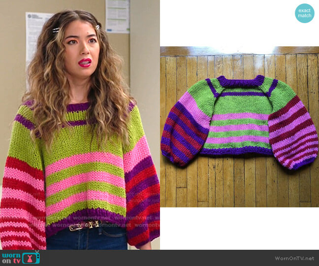 @pia_sweaters Hand Knit Sweater worn by Cheyenne (Nichole Bloom) on Superstore