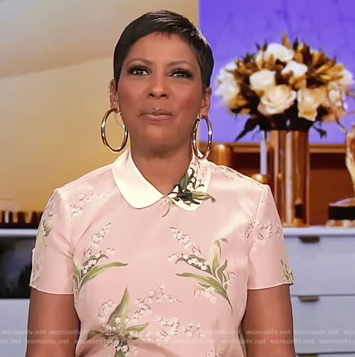 Tamron’s pink floral dress on Tamron Hall Show
