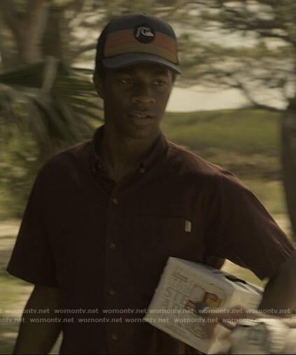 Pope’s burgundy shirt and Quiksilver hat on Outer Banks