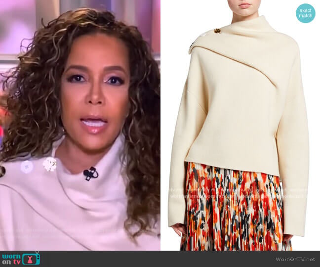 Proenza Schouler Eco Cashmere Folded Mockneck Knit Sweater worn by Sunny Hostin on The View