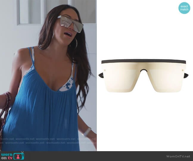 Quay Hindsight 67mm Shield Sunglasses worn by Melissa Gorga on The Real Housewives of New Jersey