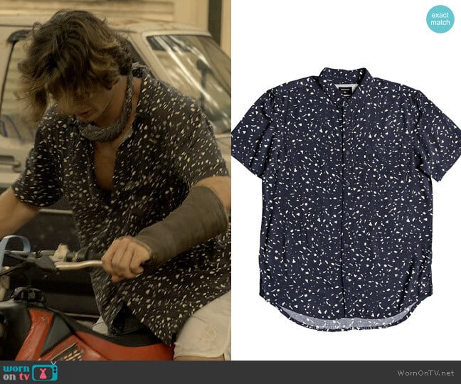 Quiksilver Fluid Geometric Short Sleeve Shirt worn by John B (Chase Stokes) on Outer Banks