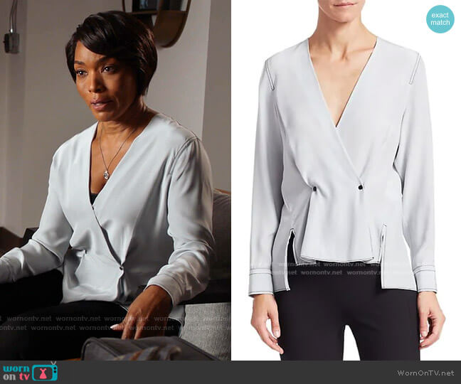 Rag & Bone Debbie Silk Wrap Top worn by Athena Grant (Angela Bassett) on 9-1-1