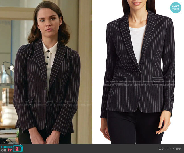 Rag & Bone Lexington Pinstripe Blazer worn by Callie Foster (Maia Mitchell) on Good Trouble