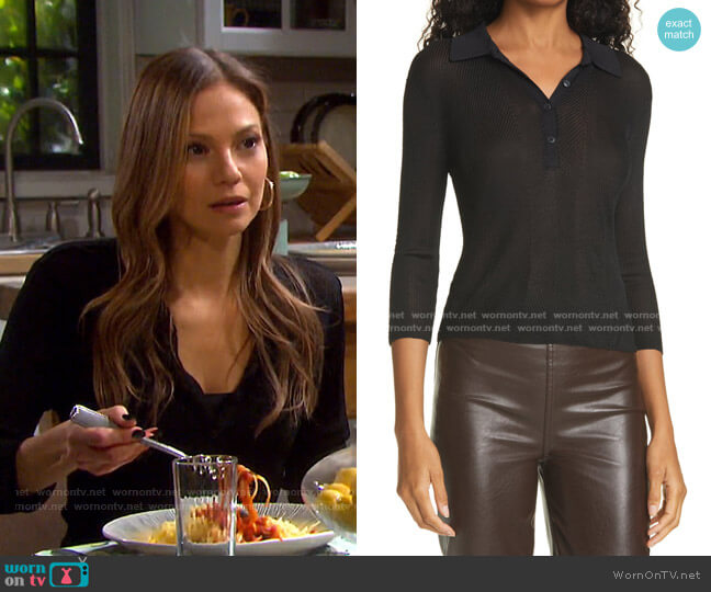 Rag & Bone Three Quarter Sleeve Polo worn by Ava Vitali (Tamara Braun ) on Days of our Lives