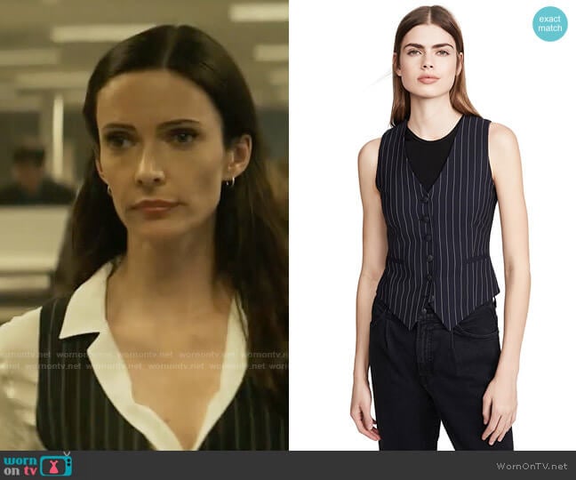 Rag & Bone Vanessa Pinstripe Vest worn by Lois Lane (Elizabeth Tulloch) on Superman and Lois