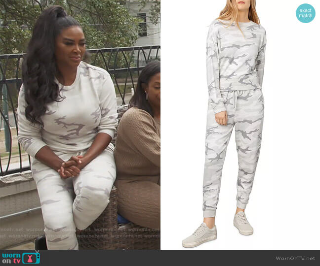 Rails Ramona Camo Sweatshirt worn by Kenya Moore on The Real Housewives of Atlanta