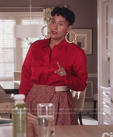 Rainbow’s red button down shirt on Black-ish