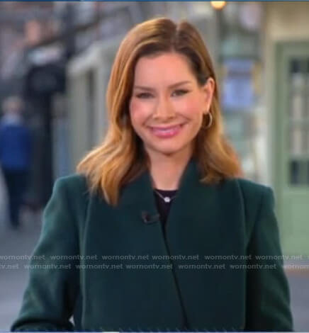 Rebecca’s green wrap coat on Good Morning America