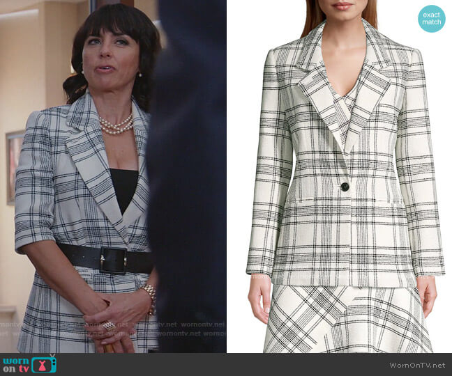 Rebecca Taylor Tailored Windowpane Plaid Tweed Jacket worn by Kathleen Gale (Constance Zimmer) on Good Trouble