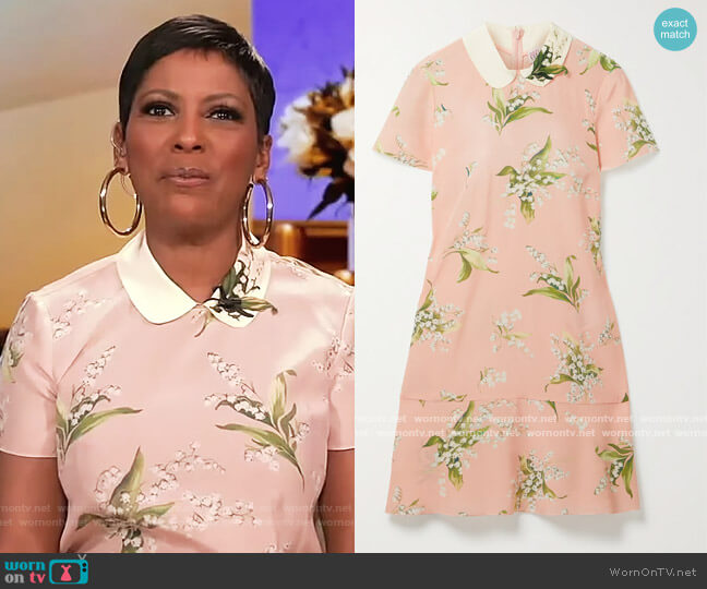 Red Valentino Embroidered floral-print silk crepe de chine mini dress worn by Tamron Hall on Tamron Hall Show