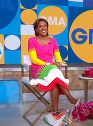 Robin’s colorblock ribbed dress on Good Morning America