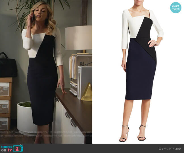 Roland Mouret Hughes Contrast-Panel Dress worn by Amy Quinn (Lindsey Gort) on All Rise