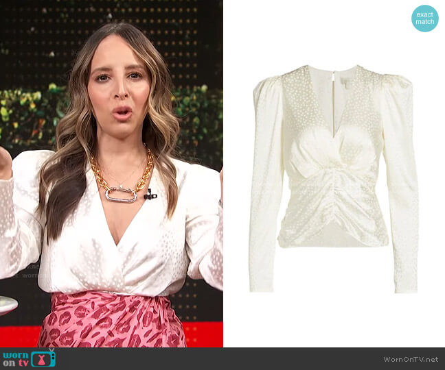 Ronny Kobo Astor Puff-Sleeve Top worn by Lilliana Vazquez on E! News