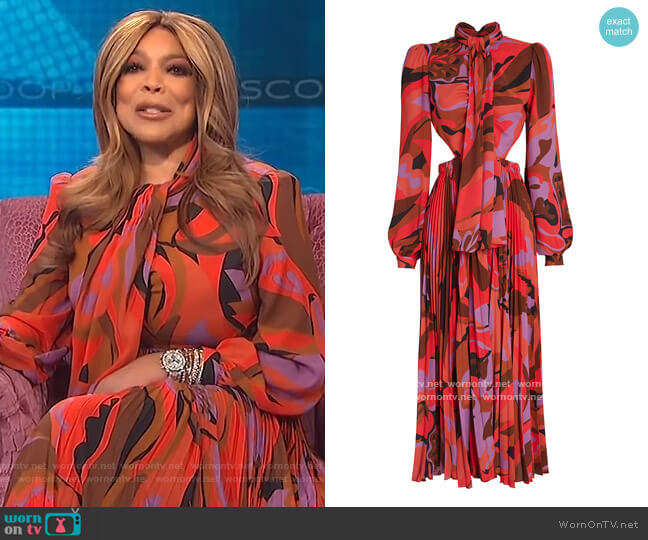 Ronny Kobo Lauren Printed Cut-Out Midi Dress worn by Wendy Williams on The Wendy Williams Show