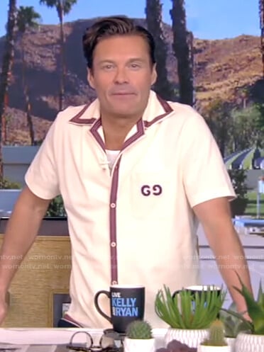 Ryan’s cream white embroidered shirt on Live with Kelly and Ryan