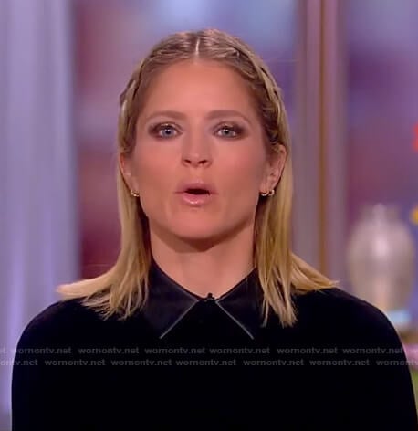 Sara’s black sweater with leather collar on The View