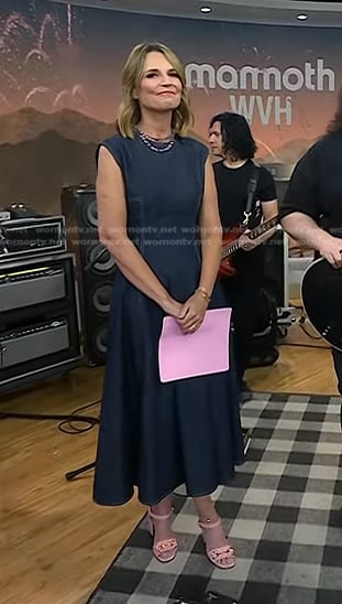 Savannah’s denim midi dress with white stitching on Today