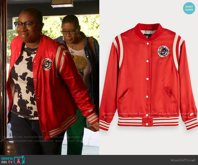 Scotch & Soda Embroidered Bomber Jacket worn by Henrietta Wilson (Aisha Hinds) on 9-1-1
