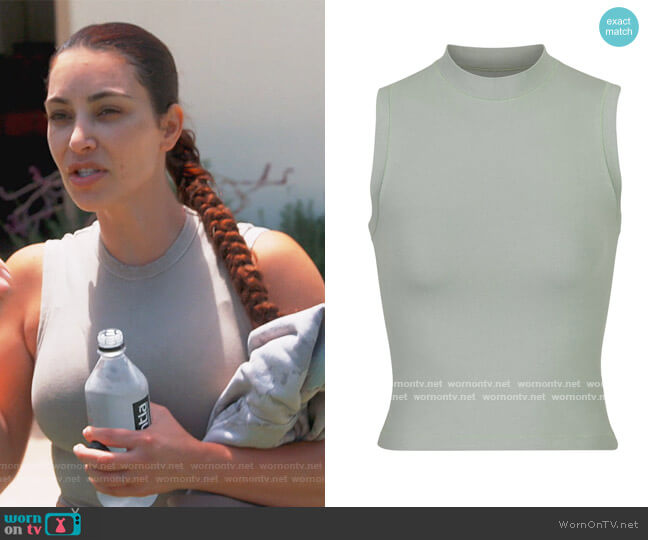 Skims Cotton Jersey Mock Neck Tank worn by Kim Kardashian on Keeping Up with the Kardashians